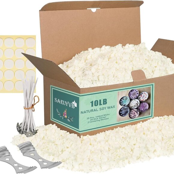Natural Soy Candle Wax for Candle Making, 10lb Bag, Premium Soy Wax Flakes, 20 C - Picture 1 of 7